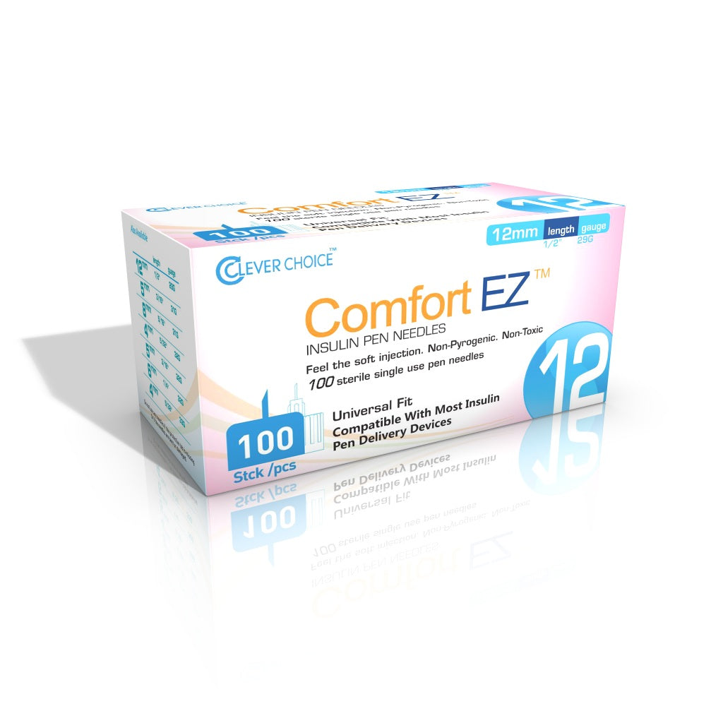 Clever Choice Comfort EZ Insulin Pen Needles 29G x 1/2", 100 count