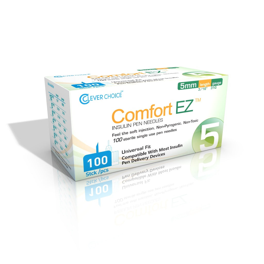 Clever Choice Comfort EZ Insulin Pen Needles 31G x 3/16", 100 count