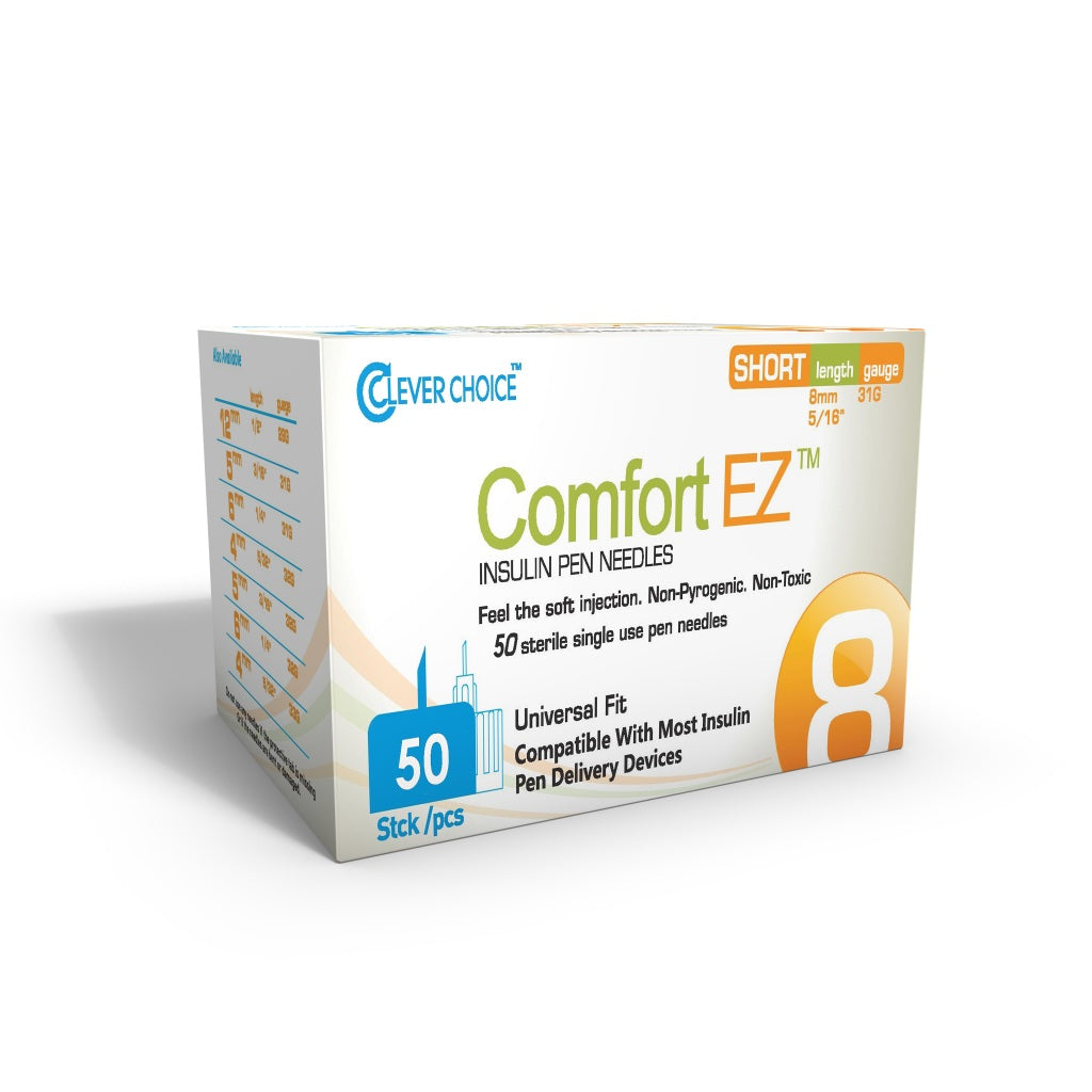 Clever Choice Comfort EZ Insulin Pen Needles 31G x 5/16", 50 count
