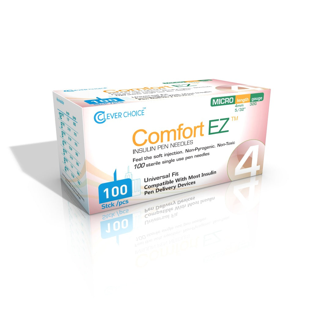 Clever Choice Comfort EZ Insulin Pen Needles 32G x 5/32", 100 count