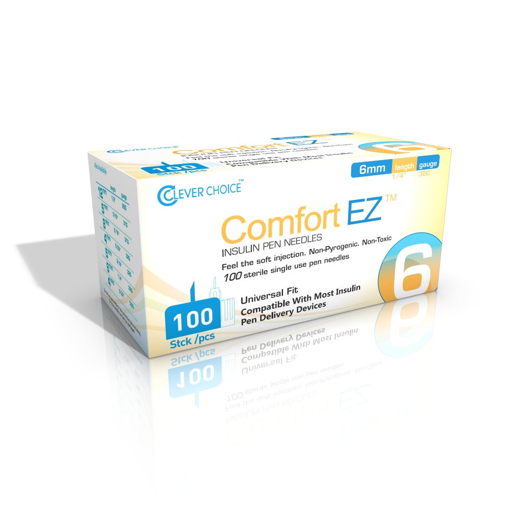 Clever Choice Comfort EZ Insulin Pen Needles 32G x 1/4", 100 count