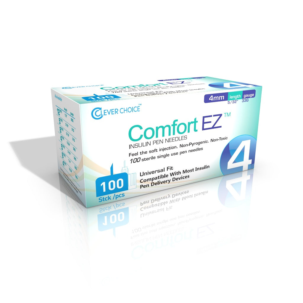 Clever Choice Comfort EZ Insulin Pen Needles 33G x 5/32", 100 count