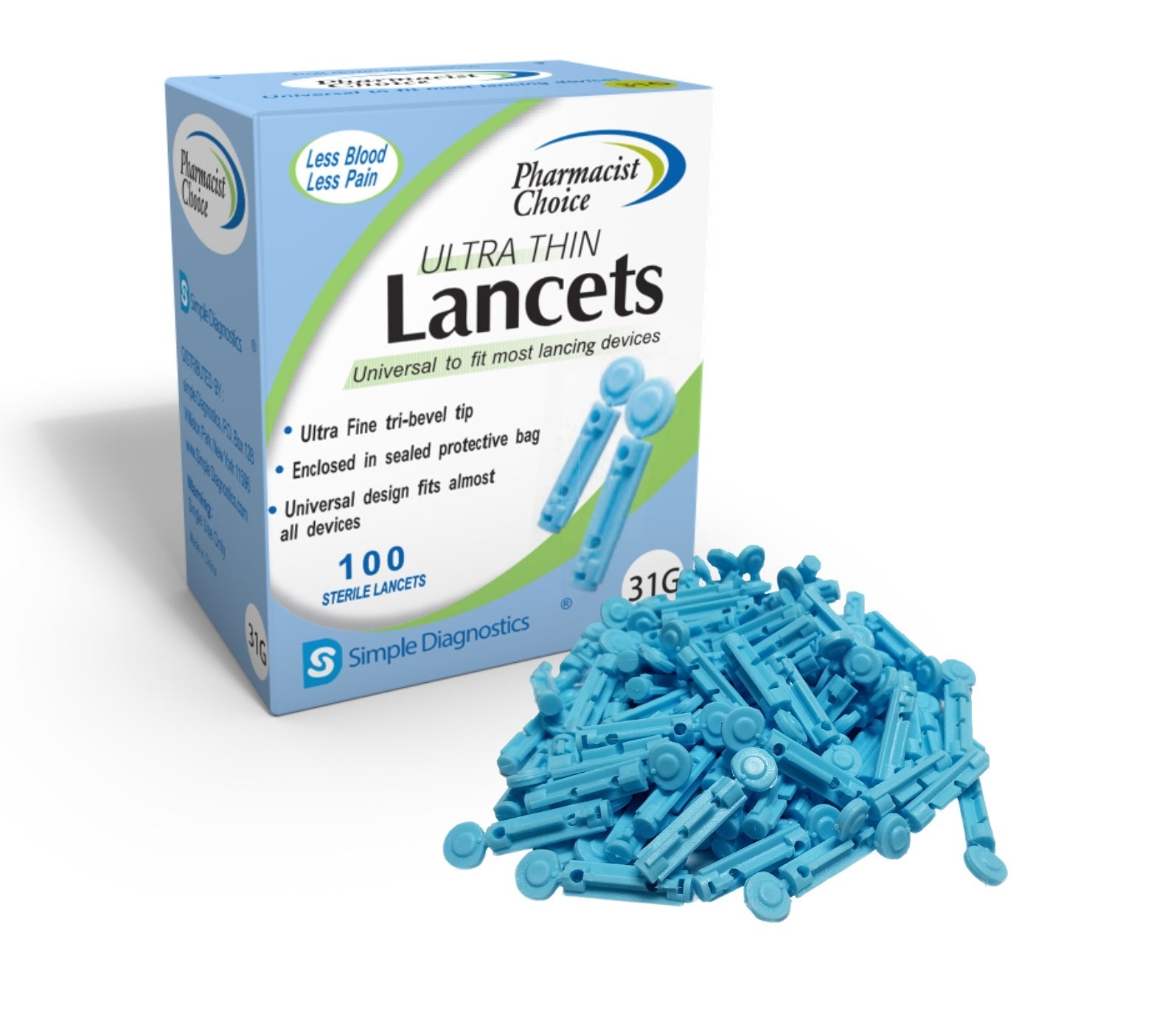 Pharmacist Choice Twist Top Lancets, 31G, 100 count