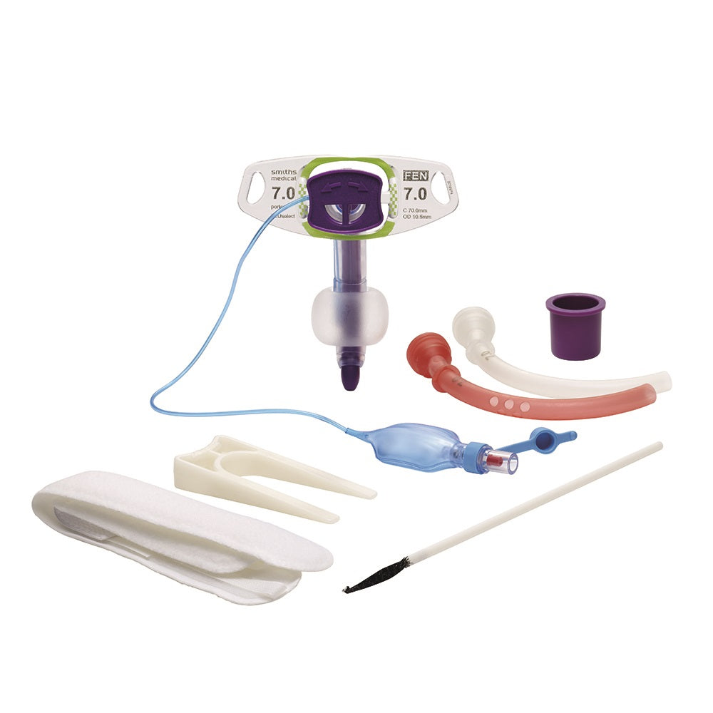 Smiths Medical ASD, Inc. BLUselect Tracheostomy Tube with Wedge and Decan Cap, Cuffed, Fenestrated, Size 6.0