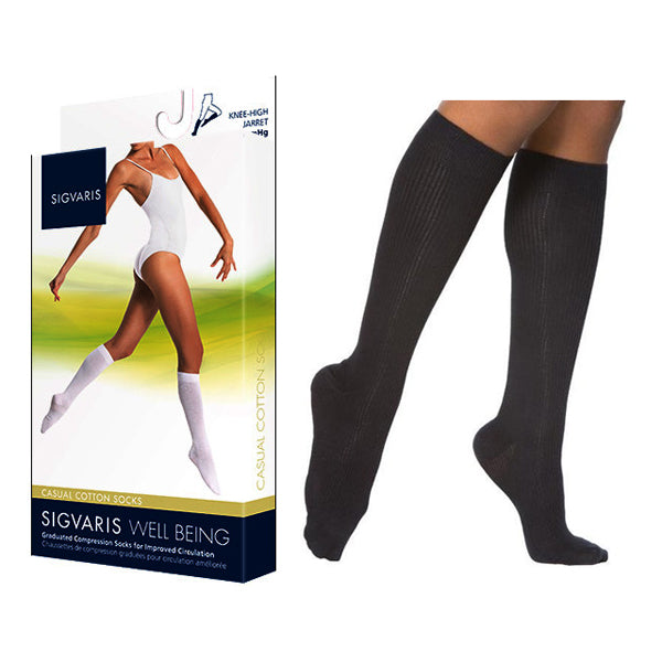 146C Casual Cotton Calf, 15-20mmHg, Women's, Size A, Black 1 Each