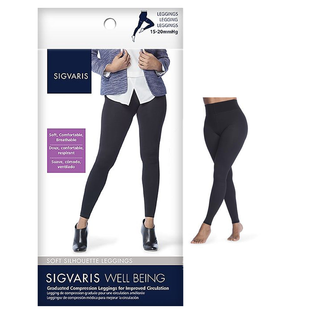 170L Soft Silhouette Leggings, 15-20mmHg, Women's, Size D, Black 1 Each