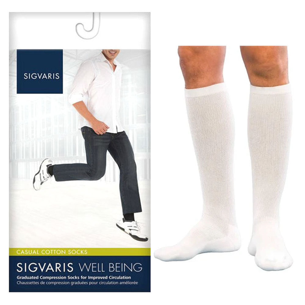186C Casual Cotton Calf, 15-20mmHg, Men's, Size C, White 1 Each