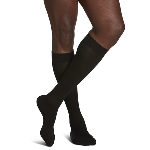 222C Style Sea Island Cotton Calf, 20-30mmHg, Women's, Large, Long, Black 1 Each