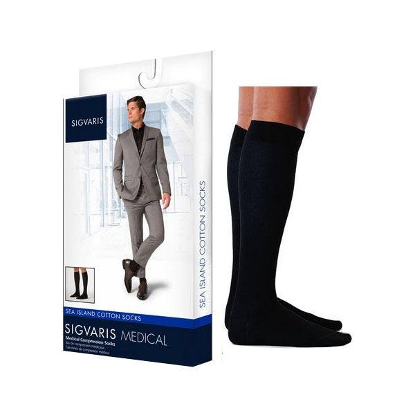 222C Style Sea Island Cotton Calf, 20-30mmHg, Men's, X-Large, Long, Black 1 Each
