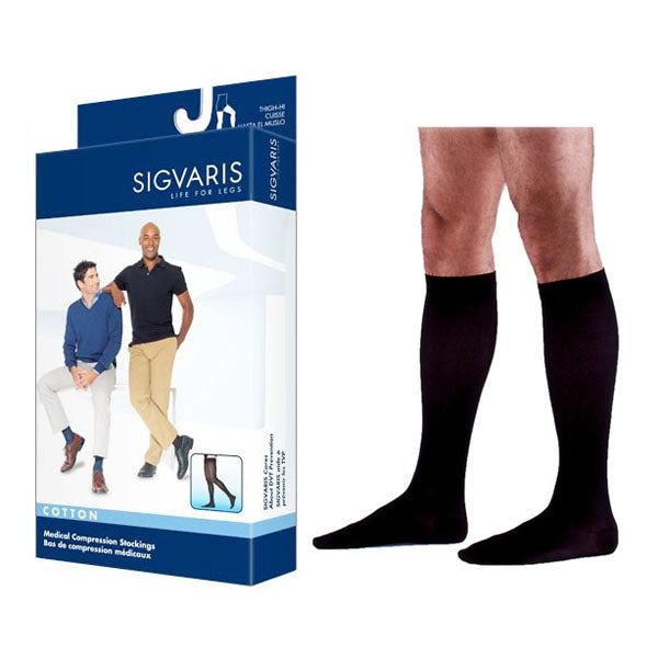 232C Essential Cotton Calf, 20-30mmHg, Men's, Large, Short, Black Mist 1 Each