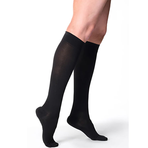 232C Essential Cotton Calf, 20-30mmHg, Women's, Medium, Long, Black 1 Each