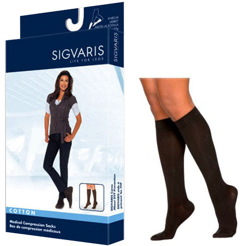 232C Essential Cotton Calf, 20-30mmHg, Women's, Small, Long, Black 2 Pack