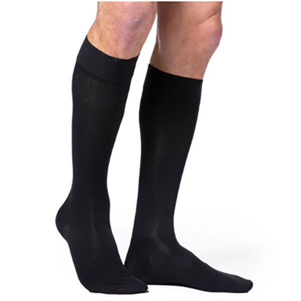 232C Essential Cotton Calf with Grip-Top, 20-30mmHg, Men's, X-Large, Long, Black 1 Each
