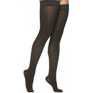232N Essential Cotton Thigh, 20-30mmHg, Women's, Medium, Long, Black 1 Each