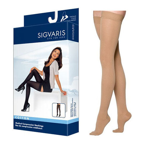 232N Essential Cotton Thigh, 20-30mmHg, Women's, Small  Long, Crispa 1 Each