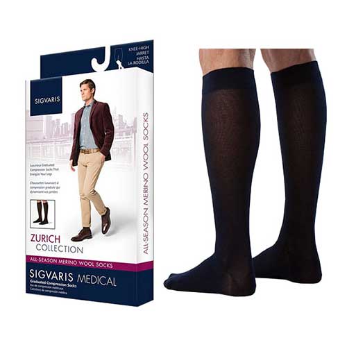 242C Style Merino Wool Calf, 20-30mmHg, Men's, Medium, Long, Navy 1 Each