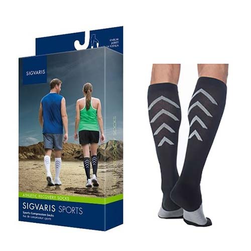 401C Athletic Recovery Sock Calf, 15-20mmHg, Unisex, X-Large, Black 1 Each