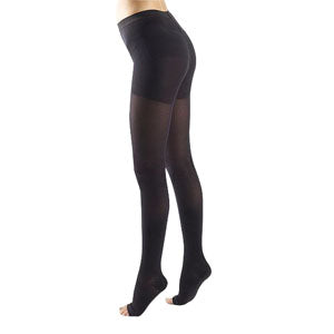 781P Style Sheer Pantyhose, 15-20mmHg, Open Toe, Large, Short, Black 1 Each