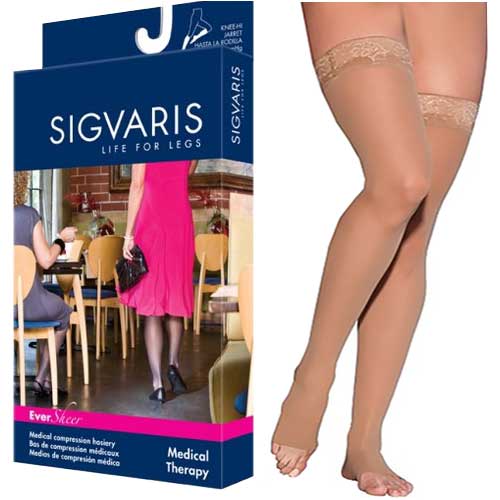 782N Style Sheer Thigh, 20-30mmHg, Open Toe, Medium, Long, Natural 1 Each
