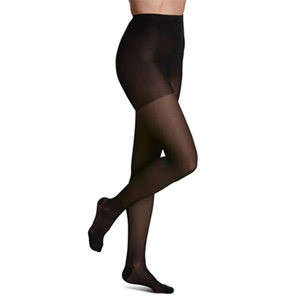 782P Style Sheer Pantyhose, 20-30mmHg, Women's, Medium, Long, Black 1 Each