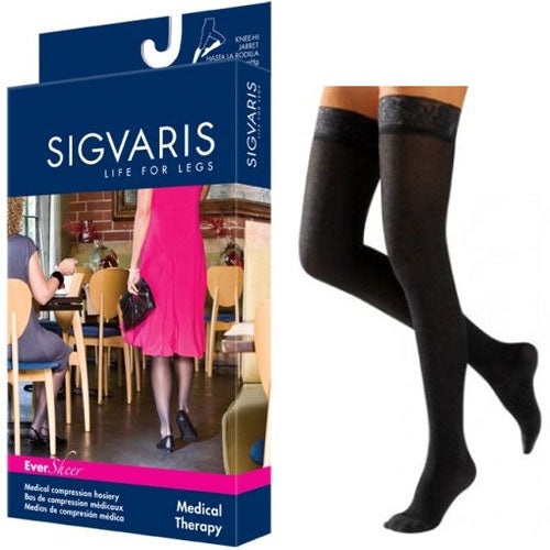 783N Style Sheer Thigh, 30-40mmHg, Women's, Medium, Long, Black 2 Pack