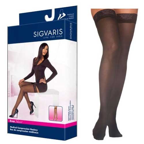 783N Style Sheer Thigh, 30-40mmHg, Women's, Medium, Short, Black 1 Each