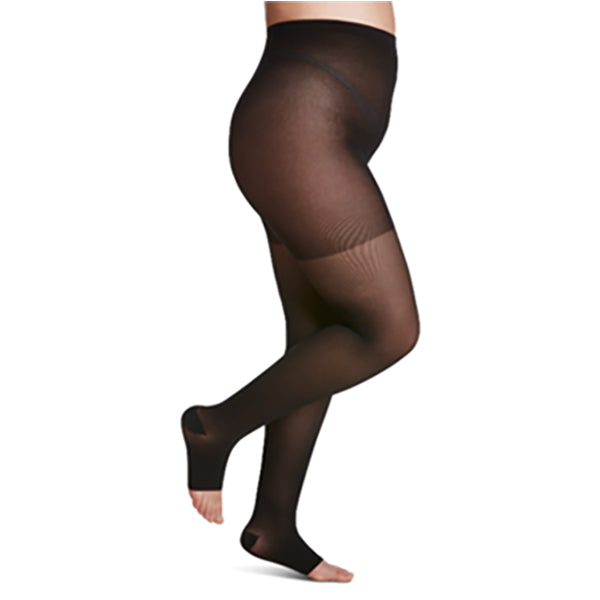 783P Style Sheer Pantyhose, 30-40mmHg, Open Toe, Large, Long, Black 1 Each