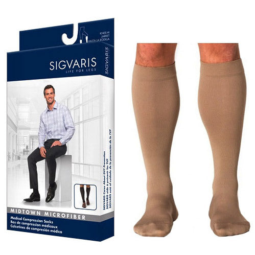 823C Style Microfiber Calf with Grip-Top, 30-40mmHg, Men's, Large, Long, Tan/Khaki 1 Each