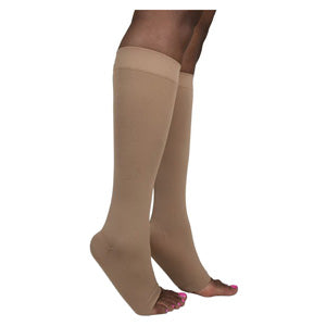 842C Style Soft Opaque Calf, 20-30mmHg, Open Toe, Medium, Long, Nude 1 Each