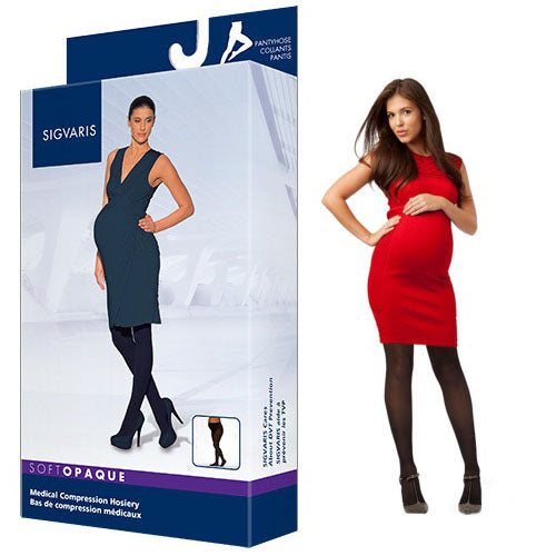 842M Style Soft Opaque Maternity Pantyhose, 20-30mmHg, Women's, Medium, Long, Black 1 Each
