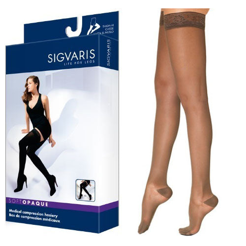 842N Style Soft Opaque Thigh, 20-30mmHg, Women's, Small, Short, Nude 2 Pack