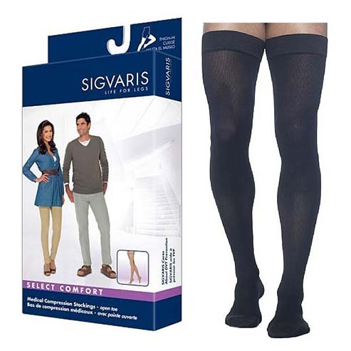 862N Essential Opaque Thigh, 20-30mmHg, Women's, Small, Long, Black 1 Each