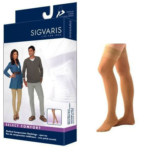 863N Essential Opaque Thigh, 30-40mmHg, Women's, Large, Long, Suntan 1 Each
