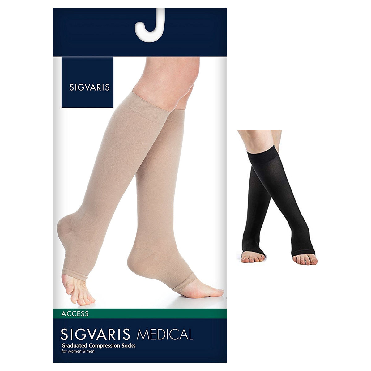 972C Dynaven Calf, 20-30mmHg, Open Toe, Large, Long, Black 1 Each