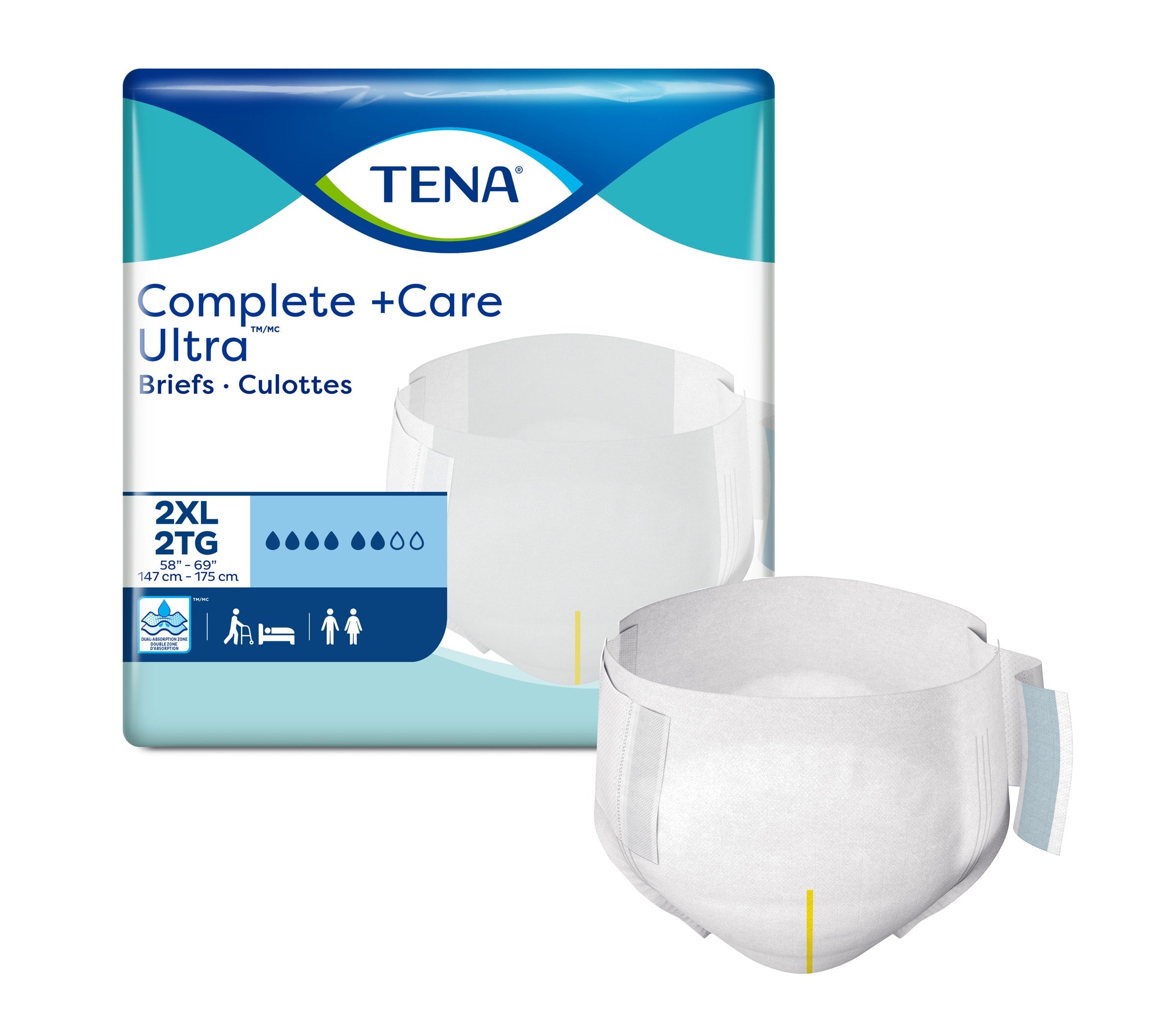 TENA Complete Ultra Brief, XXL 58" - 69", 32 Count