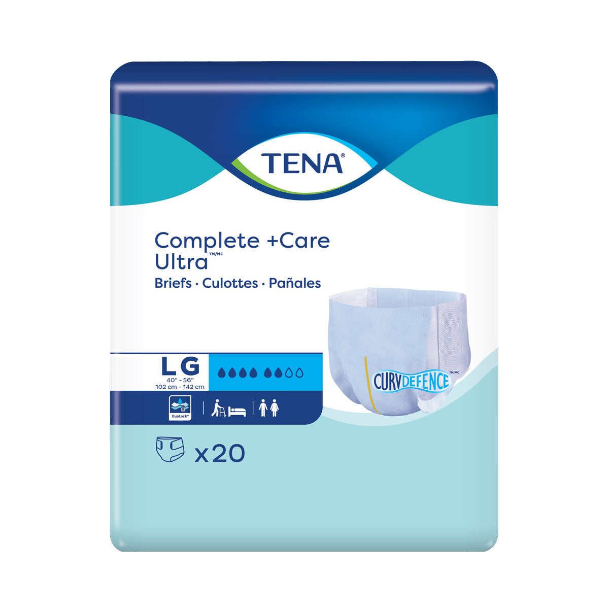 Tena Complete + Care Ultra Brief, Large, 40" - 56"