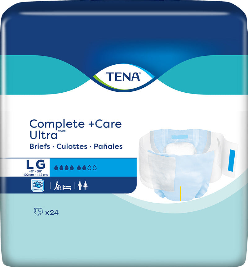 TENA Complete +Care Ultra Brief, Large 40" - 56", 24 Count 24 Pack