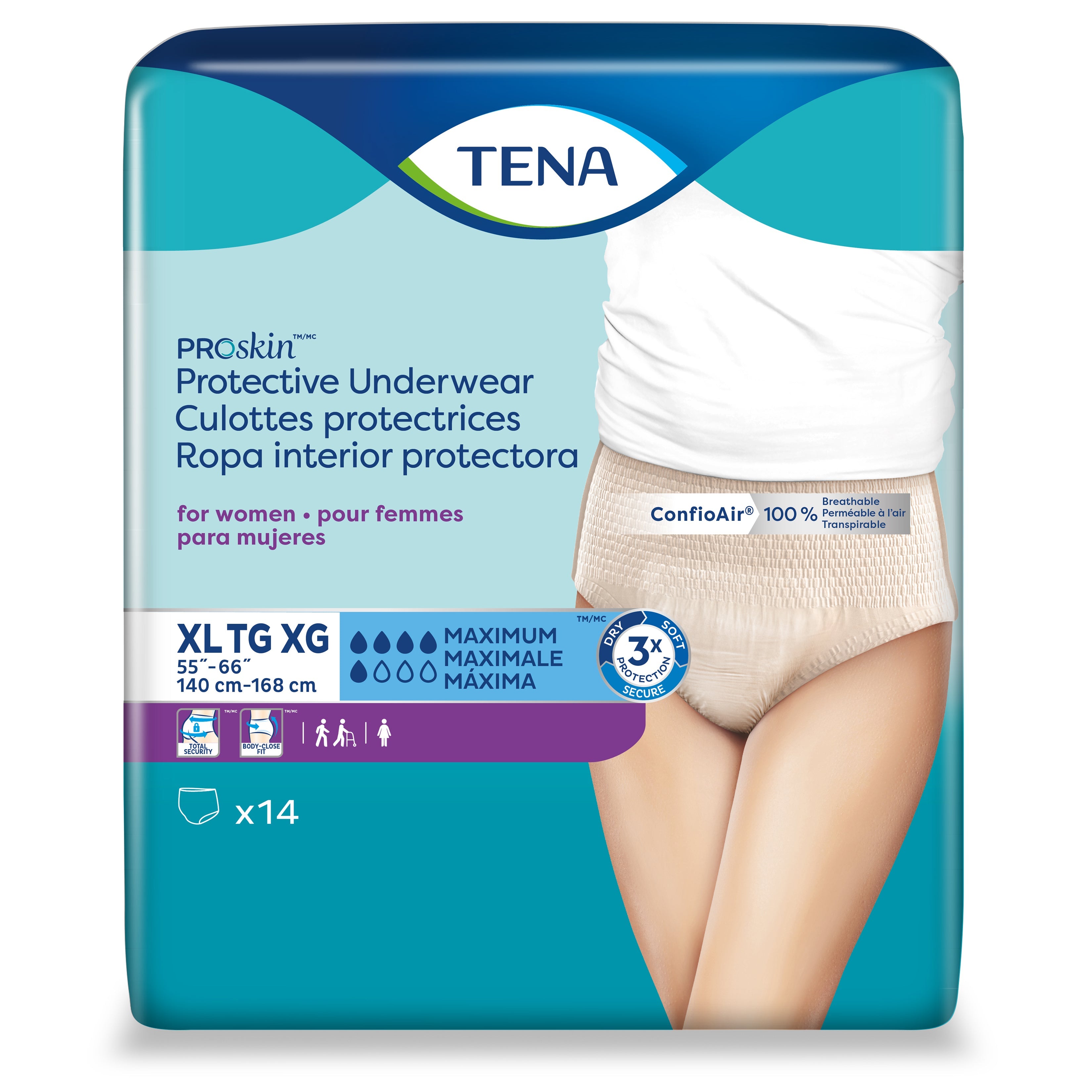 TENA ProSkin Protective Underwear for Women XL, 55" - 66".
