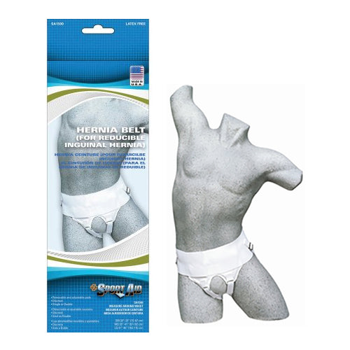 Sportaid Double Adjustable and Removable Hernia Truss, Men, White, Medium 1 Each