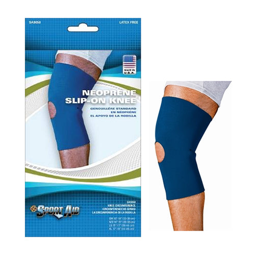 Sportaid Neoprene Slip-On Knee Brace, Open Patella, Blue, Medium, 14" - 15" 1 Each