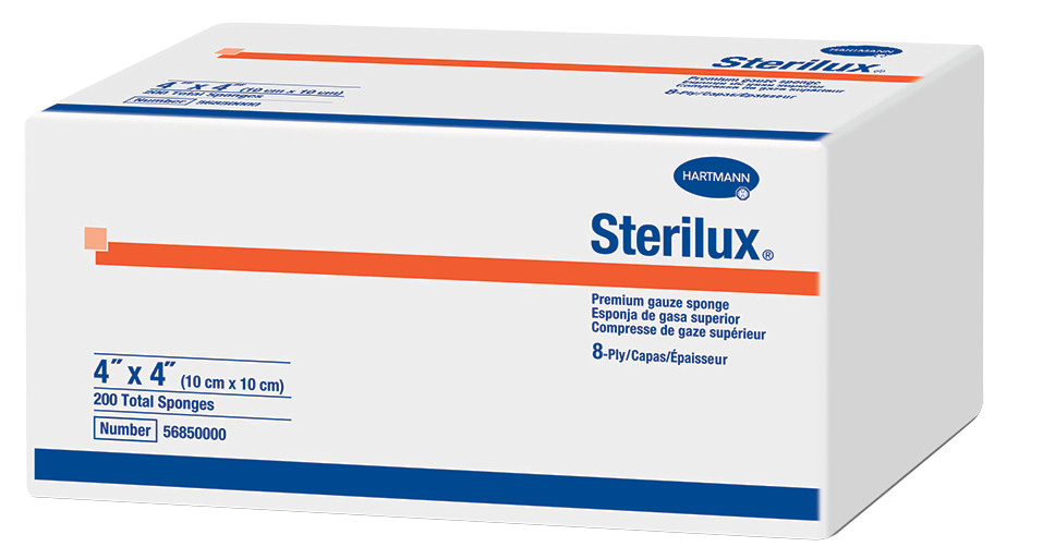 Sterilux Non-Sterile Premium Gauze Sponge 4" x 4", 8-Ply 200 Pack