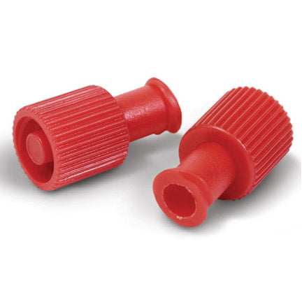 Red Syringe Locking Caps, Dual-Function 100 Box