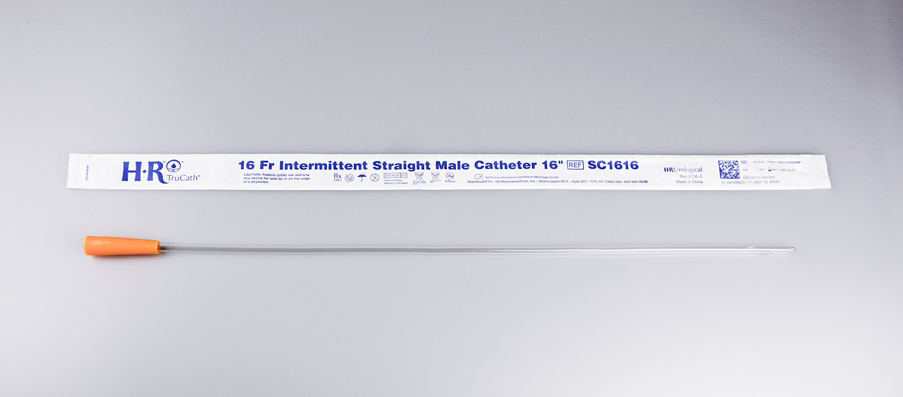 TruCath Intermittent Straight Catheter, Male, 8FR, 16"